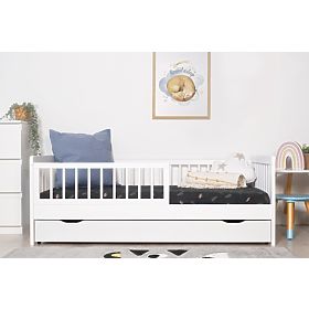 Letto per bambini con barriera TEDDY - bianco