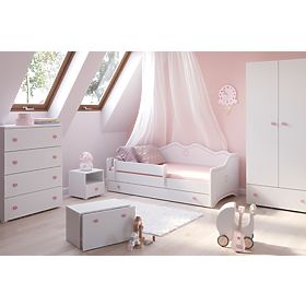 Letto per bambini EMMA con cassetto e barriera 140x70 rosa