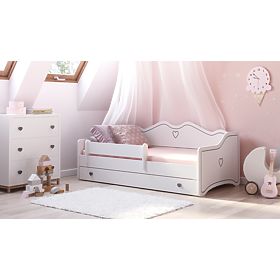 Letto per bambini EMMA con cassetto e barriera 180x80 grigio