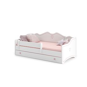 Letto per bambini EMMA con cassetto e barriera 180x80 rosa