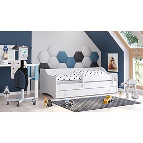 Letto per bambini ERYK con cassetto e barriera 160x80 maniglia bianca
