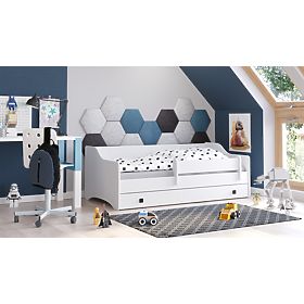 Letto per bambini ERYK con cassetto e barriera 160x80 maniglia nera