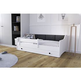 Letto per bambini ERYK con cassetto e barriera 160x80 pannello nero