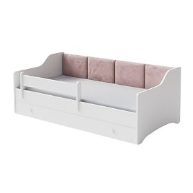 Letto per bambini ERYK con cassetto e barriera 160x80 pannello rosa