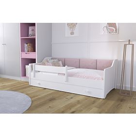 Letto per bambini ERYK con cassetto e barriera 160x80 pannello rosa