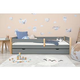 Letto in legno per bambini Scandie con barriera - grigio