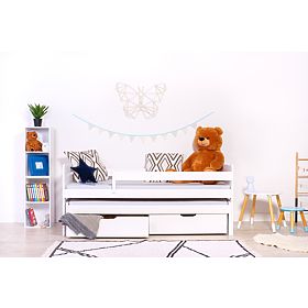 Letto per bambini con letto estraibile e barriera Praktik - Bianco