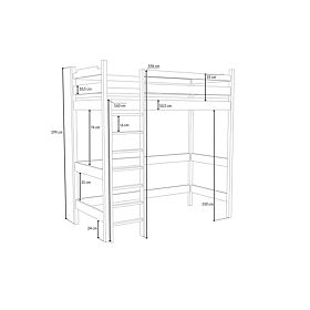 Letto rialzato Texas - bianco - 200x90 cm