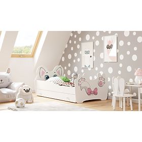 Letto singolo Pink Cat 140x70 con cassetto