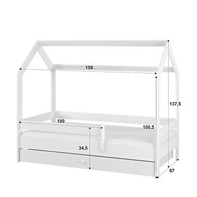 Letto a casetta Sofie 160x80 cm - grigio