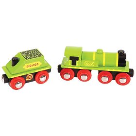 Locomotiva Bigjigs Rail Green con tender + 3 binari