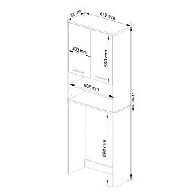 Mobiletto da bagno FIN sopra la lavatrice - bianco-lucido cappuccino - 2 ante
