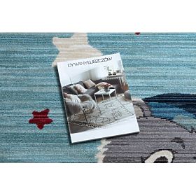 Moderno tappeto per bambini TOYS 75322 ORSETTO, forma irregolare, blu, turchese, crema, F.H.Kabis