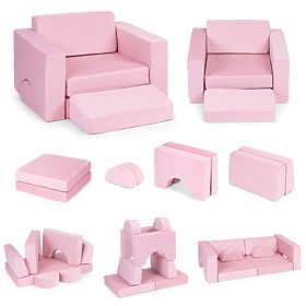 Sedia modulare per bambini fai da te 8 cuscini morbidi pieghevoli - rosa ECOTOYS, EcoToys