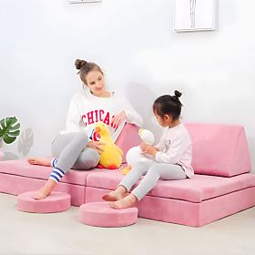 Sedia modulare per bambini fai da te 8 cuscini morbidi pieghevoli - rosa ECOTOYS, EcoToys