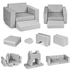 Sedia modulare per bambini fai da te 8 cuscini morbidi pieghevoli - grigio ECOTOYS, EcoToys
