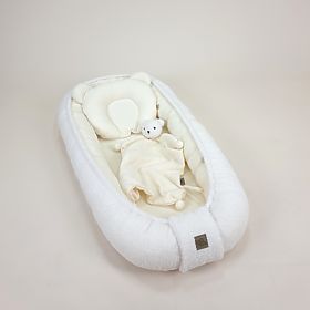 Nido per bambini Teddy in mussola e lana - ecru, TOLO