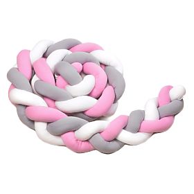 Paracolpi intrecciato - bianco, rosa e grigio