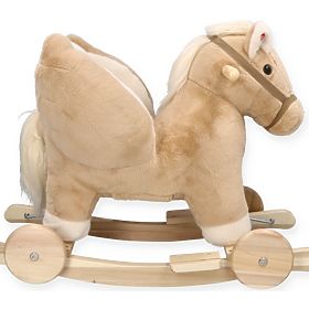 Pegaso a Dondolo Beige con Sedile e Ruote
