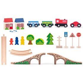Pista di legno a forma di otto con ponte