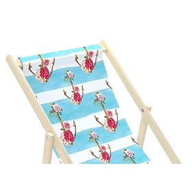 Sedia da spiaggia Ancore con fiori - blu-bianco