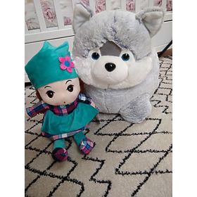 Pouf peluche cane Husky sedile