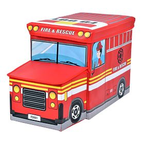 Pouf scatola di stoccaggio camion dei pompieri - rosso