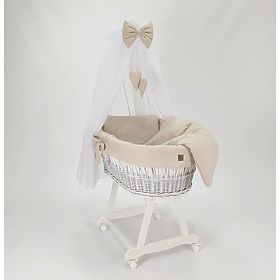 Culla in vimini con accessori in cotone per neonati - beige, TOLO