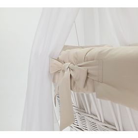 Culla in vimini con accessori in cotone per neonati - beige, TOLO