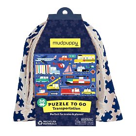 Puzzle Mudpuppy Mezzi di Trasporto in Sacchetto di Stoffa 36 Pezzi, Mudpuppy