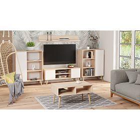 Scaffale armadio Fondi rovere sonoma - bianco, stile scandinavo