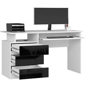 SCRIVANIA CLP 135cm PK BIANCO / NERO LUCIDO