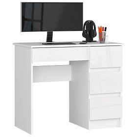SCRIVANIA PER COMPUTER A-7 90 cm DESTRA PK BIANCO / LUCIDO BIANCO