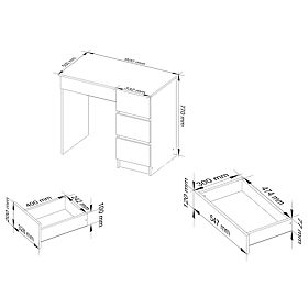 SCRIVANIA PER COMPUTER A-7 90 cm DESTRA PK BIANCO / LUCIDO BIANCO