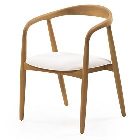 Sedia in legno Ludvika, arrotondata, naturale/crema