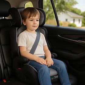 Seggiolino auto per bambini 2 in 1 cuscino i-SIZE altezza 100-150 cm portabicchieri ECOTOYS, EcoToys