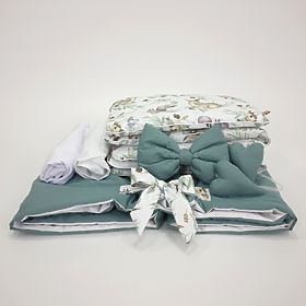 Set di biancheria in cotone per culla di vimini - verde