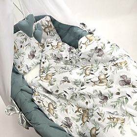 Set di biancheria in cotone per culla di vimini - verde