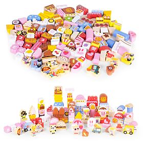 Set di blocchi educativi in legno - Città di Zucchero 116 pezzi ECOTOYS, EcoToys