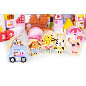 Set di blocchi educativi in legno - Città di Zucchero 116 pezzi ECOTOYS, EcoToys