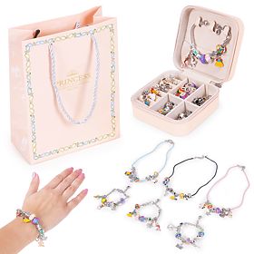 Set per creare braccialetti, collane, ciondoli, perline 66 elementi + organizer e borsa