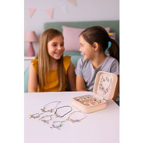 Set per creare braccialetti, collane, ciondoli, perline 66 elementi + organizer e borsa