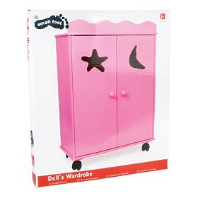 small foot Armadio in legno per bambole rosa