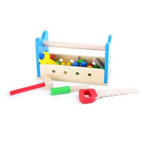 small foot Banco da lavoro in legno e cassetta degli attrezzi 2 in 1