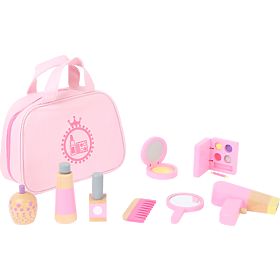 small foot Borsetta cosmetica per bambini rosa con accessori in legno