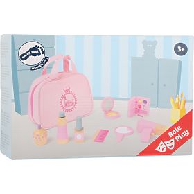 small foot Borsetta cosmetica per bambini rosa con accessori in legno