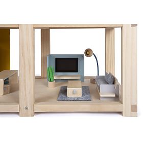 small foot Casa delle bambole con mobili, naturale