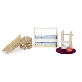small foot Casa delle bambole con mobili, naturale