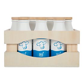 small foot Cassetta in legno con bottiglie di latte Fresh
