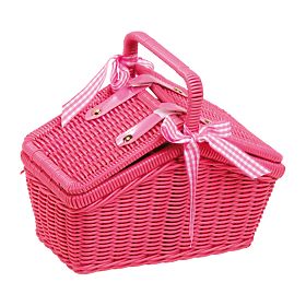 small foot Cestino da picnic rosa con stoviglie